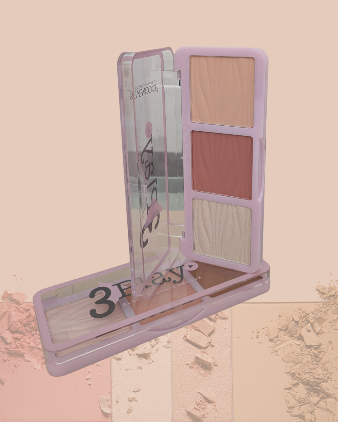 Paleta Facial 3 em 1: Contorno, Blush e Iluminador